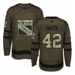 Youth Adidas New York Rangers 42 Brendan Smith Authentic Green Salute to Service NHL Jersey 