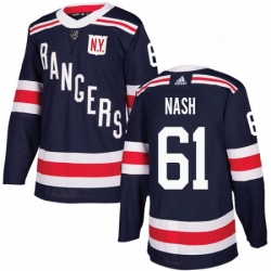 Youth Adidas New York Rangers 61 Rick Nash Authentic Navy Blue 2018 Winter Classic NHL Jersey 