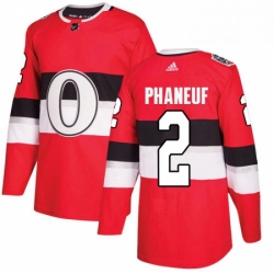 Mens Adidas Ottawa Senators 2 Dion Phaneuf Authentic Red 2017 100 Classic NHL Jersey 