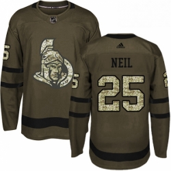 Mens Adidas Ottawa Senators 25 Chris Neil Authentic Green Salute to Service NHL Jersey 