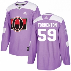 Mens Adidas Ottawa Senators 59 Alex Formenton Authentic Purple Fights Cancer Practice NHL Jersey 