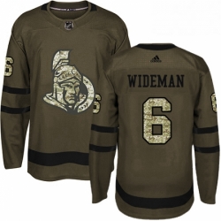 Mens Adidas Ottawa Senators 6 Chris Wideman Authentic Green Salute to Service NHL Jersey 