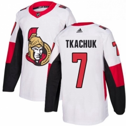 Mens Adidas Ottawa Senators 7 Brady Tkachuk Authentic White Away NHL Jersey 