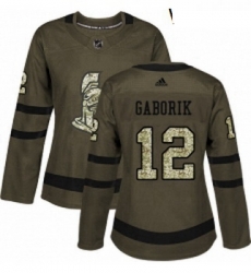 Womens Adidas Ottawa Senators 12 Marian Gaborik Authentic Green Salute to Service NHL Jersey 