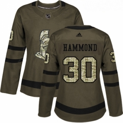 Womens Adidas Ottawa Senators 30 Andrew Hammond Authentic Green Salute to Service NHL Jersey 