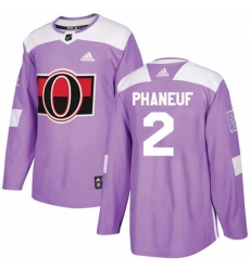 Youth Adidas Ottawa Senators 2 Dion Phaneuf Authentic Purple Fights Cancer Practice NHL Jersey 