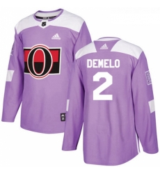 Youth Adidas Ottawa Senators 2 Dylan DeMelo Authentic Purple Fights Cancer Practice NHL Jersey 