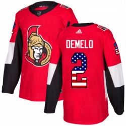 Youth Adidas Ottawa Senators 2 Dylan DeMelo Authentic Red USA Flag Fashion NHL Jersey 