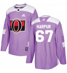 Youth Adidas Ottawa Senators 67 Ben Harpur Authentic Purple Fights Cancer Practice NHL Jersey 