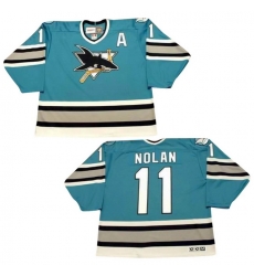 Men San Jose Sharks 11 Owen Nolan Alternate Stitched Hockey Jersey Green