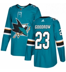 Mens Adidas San Jose Sharks 23 Barclay Goodrow Premier Teal Green Home NHL Jersey 