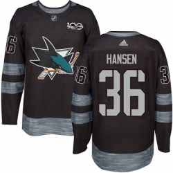 Mens Adidas San Jose Sharks 36 Jannik Hansen Premier Black 1917 2017 100th Anniversary NHL Jersey 