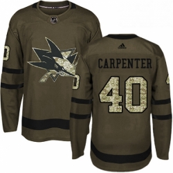 Mens Adidas San Jose Sharks 40 Ryan Carpenter Premier Green Salute to Service NHL Jersey 