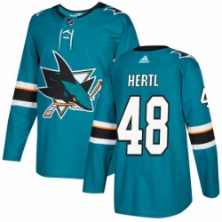 Mens Adidas San Jose Sharks 48 Tomas Hertl Authentic Teal Green Home NHL Jersey 