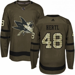 Mens Adidas San Jose Sharks 48 Tomas Hertl Premier Green Salute to Service NHL Jersey 