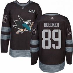 Mens Adidas San Jose Sharks 89 Mikkel Boedker Authentic Black 1917 2017 100th Anniversary NHL Jersey 