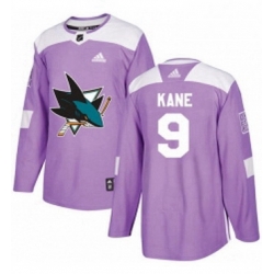 Mens Adidas San Jose Sharks 9 Evander Kane Authentic Purple Fights Cancer Practice NHL Jerse