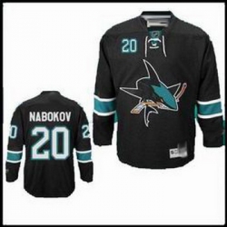 San Jose Sharks 20 NABOKOV Black Jerseys