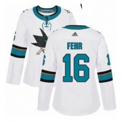 Womens Adidas San Jose Sharks 16 Eric Fehr Authentic White Away NHL Jerse