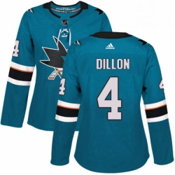 Womens Adidas San Jose Sharks 4 Brenden Dillon Premier Teal Green Home NHL Jersey 