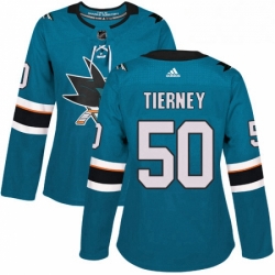 Womens Adidas San Jose Sharks 50 Chris Tierney Authentic Teal Green Home NHL Jersey 