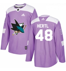 Youth Adidas San Jose Sharks 48 Tomas Hertl Authentic Purple Fights Cancer Practice NHL Jersey 