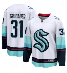 Men Seattle Kraken 31 Paul Grubauer White Adidas Stitched NHL Jersey