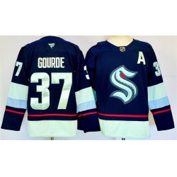 Men Seattle Kraken 37 Yanni Gourde Navy 2024 25 Home With A Patch Stitched Hockey Jersey