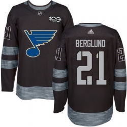 Blues #21 Patrik Berglund Black 1917 2017 100th Anniversary Stitched NHL Jersey