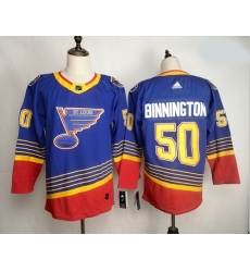 Blues 50 Jordan Binnington Blue Adidas Jersey