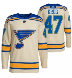 Men St  Louis Blues 47 Torey Krug Cream 2022 Winter Classic Stitched jersey