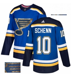 Mens Adidas St Louis Blues 10 Brayden Schenn Authentic Royal Blue Fashion Gold NHL Jersey 