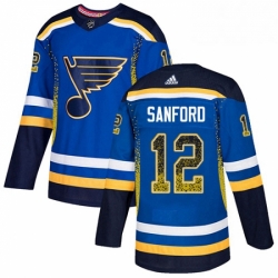 Mens Adidas St Louis Blues 12 Zach Sanford Authentic Blue Drift Fashion NHL Jersey 