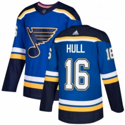 Mens Adidas St Louis Blues 16 Brett Hull Authentic Royal Blue Home NHL Jersey 