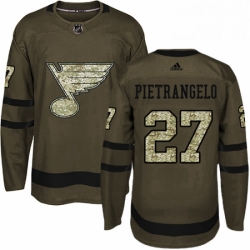 Mens Adidas St Louis Blues 27 Alex Pietrangelo Premier Green Salute to Service NHL Jersey 