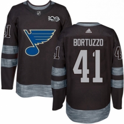 Mens Adidas St Louis Blues 41 Robert Bortuzzo Authentic Black 1917 2017 100th Anniversary NHL Jersey 