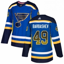 Mens Adidas St Louis Blues 49 Ivan Barbashev Authentic Blue Drift Fashion NHL Jersey 