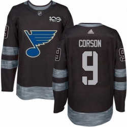 Mens Adidas St Louis Blues 9 Shayne Corson Authentic Black 1917 2017 100th Anniversary NHL Jersey 