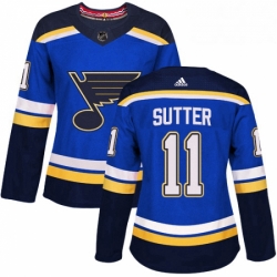 Womens Adidas St Louis Blues 11 Brian Sutter Premier Royal Blue Home NHL Jersey 