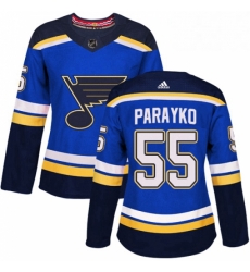 Womens Adidas St Louis Blues 55 Colton Parayko Authentic Royal Blue Home NHL Jersey 