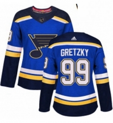 Womens Adidas St Louis Blues 99 Wayne Gretzky Premier Royal Blue Home NHL Jersey 