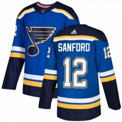 Youth Adidas St Louis Blues 12 Zach Sanford Premier Royal Blue Home NHL Jersey 