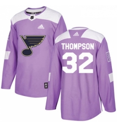 Youth Adidas St Louis Blues 32 Tage Thompson Authentic Purple Fights Cancer Practice NHL Jersey 