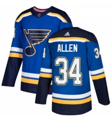 Youth Adidas St Louis Blues 34 Jake Allen Premier Royal Blue Home NHL Jersey 