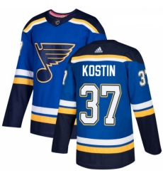 Youth Adidas St Louis Blues 37 Klim Kostin Authentic Royal Blue Home NHL Jersey 