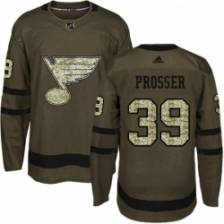 Youth Adidas St Louis Blues 39 Nate Prosser Authentic Green Salute to Service NHL Jersey 