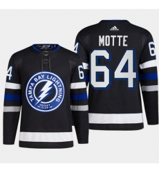 Men Tampa Bay Lightning 64 Tyler Motte Black Alternate Premier Breakaway Stitched Jersey