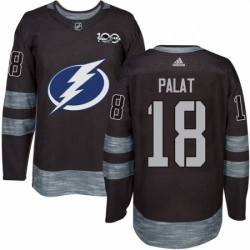 Mens Adidas Tampa Bay Lightning 18 Ondrej Palat Authentic Black 1917 2017 100th Anniversary NHL Jersey 