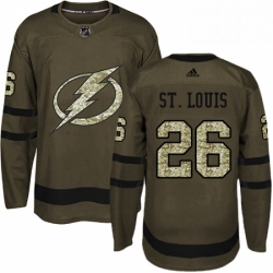 Mens Adidas Tampa Bay Lightning 26 Martin St Louis Authentic Green Salute to Service NHL Jersey 