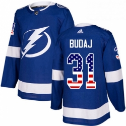 Mens Adidas Tampa Bay Lightning 31 Peter Budaj Authentic Blue USA Flag Fashion NHL Jersey 